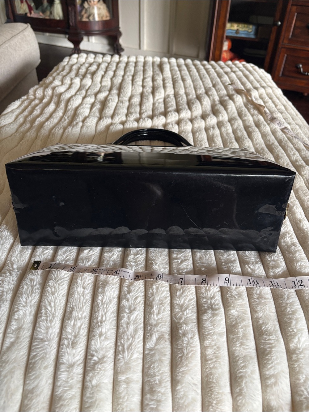 1950s vintage retro Dover Black Patent Top-Handle Women's Bag - Picture 5 of 5